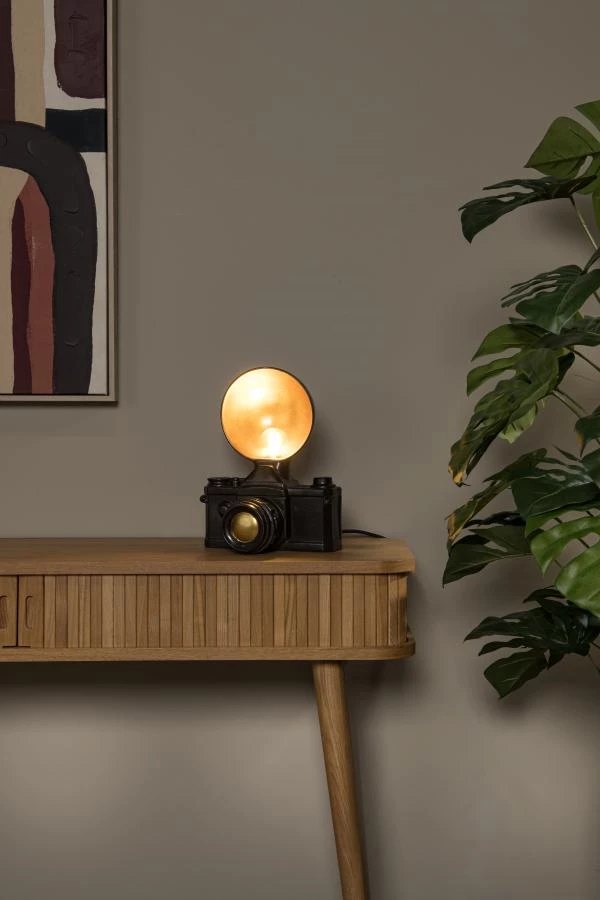 Lucide EXTRAVAGANZA CAMERA - Table lamp - 1xE14 - Black - atmosphere 1